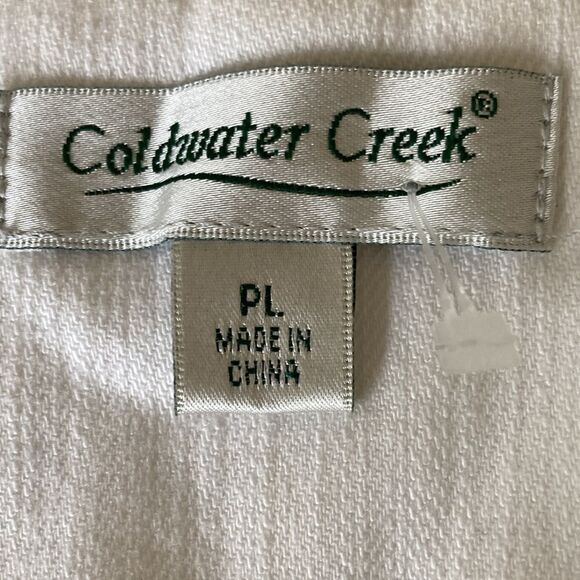 Embellished & Embroidered Coldwater Creek White Denim Open Front Jacket Size PL - Picture 6 of 12